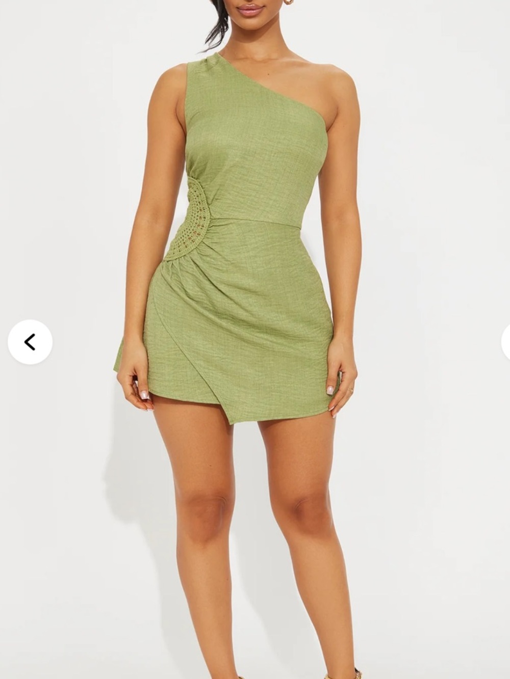 Fashion Nova One-Shoulder Olive Mini Dress